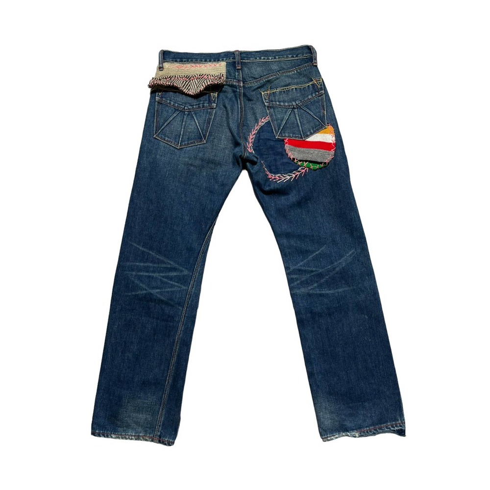 Patchwork Knit Panel Denim - image 2